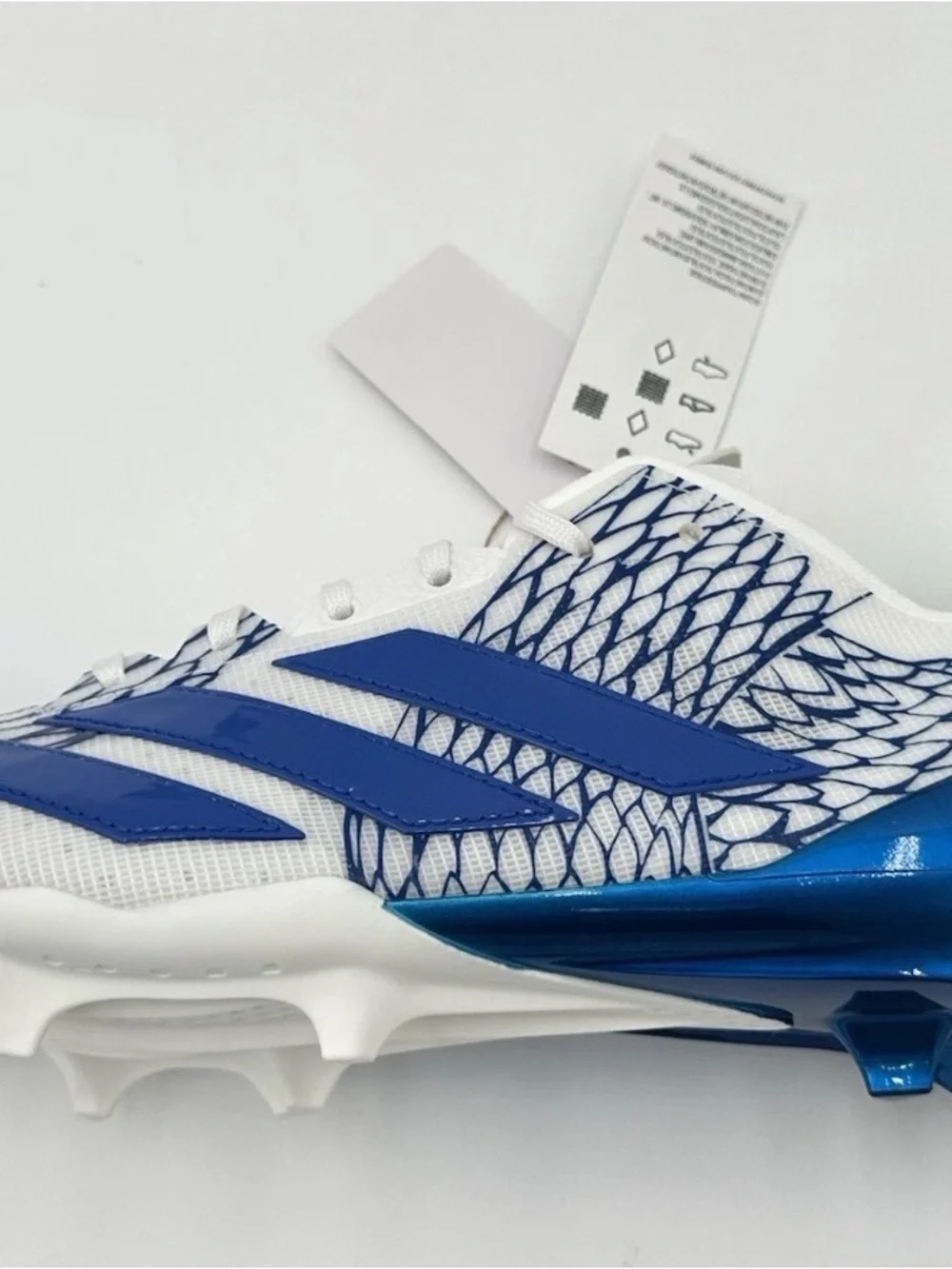 adidas White & Blue Men's Football Cleats with Graphic Upper